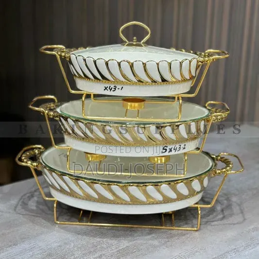 Brand New Gold Glass Serving Bowl - 1