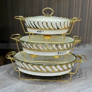 Brand New Gold Glass Serving Bowl