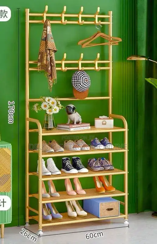 Zuo Modern Shoe Rack with Hat and Bag Shelf - Gold - 1