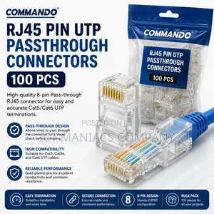 Commando Passthrough RJ45 Connectors - 100pcs