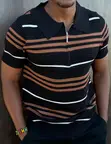 Sacai Stripped Zip-Up Knit Polo Shirt Collection - 1