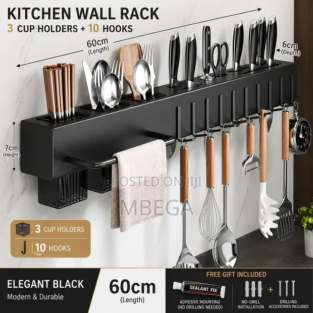Kitchen Wall Mounted Utensil Rack - 1