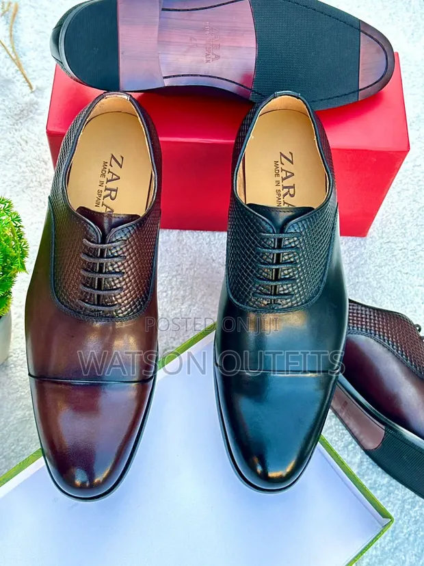 Zara Men's Leather Moccasins - Black & Coffee - 1