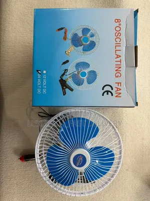 24V 8-Inch Oscillating Car Fan with Cigarette Lighter Plug