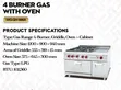 4-Burner Gas Cooker with Griddle, Oven & Cabinet - 2