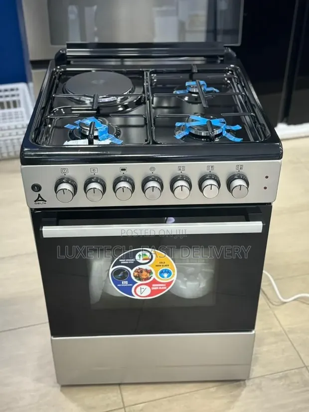 Delta 60x60cm Cooker: 3 Gas + 1 Electric Burner, Electric Oven - 1