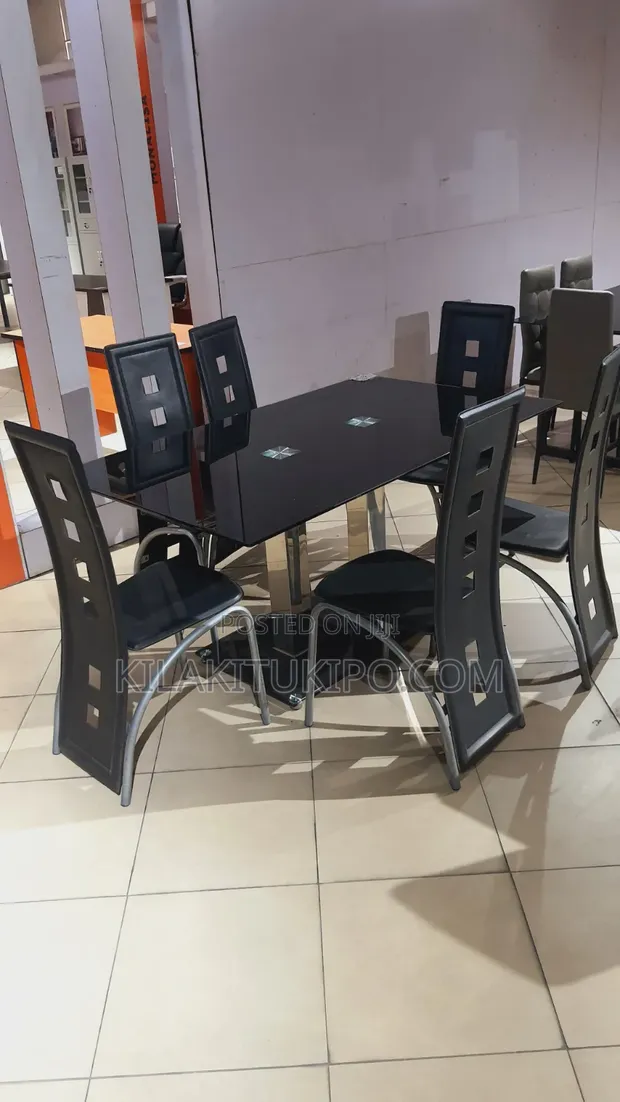 Dining Table with 6 Leather Chairs - 1