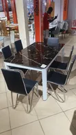 Brand New Glass Top Dining Table with 6 Metal Frame Chairs - 1