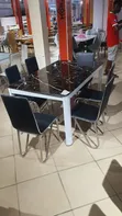Brand New Glass Top Dining Table with 6 Metal Frame Chairs - 2