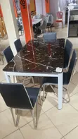 Brand New Glass Top Dining Table with 6 Metal Frame Chairs - 4