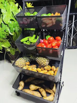 3-Tier Black Metal Kitchen Trolley