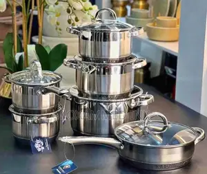 Kaisa Villa 12-Piece Stainless Steel Cookware Set with Rose Gold Handles