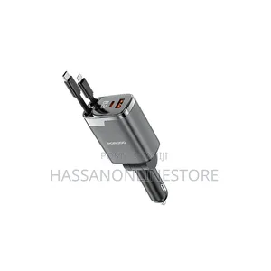 Chaja ya Gari ya Porodo 111W na Kebo Zinazoweza Kurudishwa za Lightning & Type-C