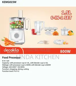Decakila 6-in-1 Food Processor (800W)