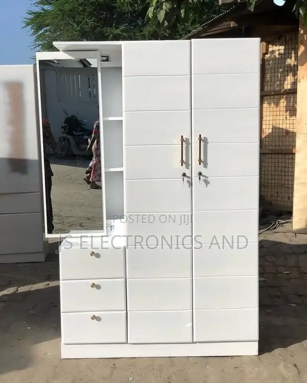 Kabati la Nguo Milango Miwili na Dressing Table na Kioo Kikubwa - 1