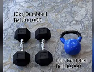 Bodyfit Hexagon Dumbbell 10kg & Kettlebell 10kg Combo