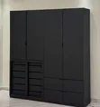Woodstock 4-Door Wardrobe - Multi Black - 1