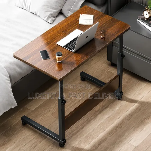 Height-Adjustable Overbed Laptop Desk with Wheels - 1
