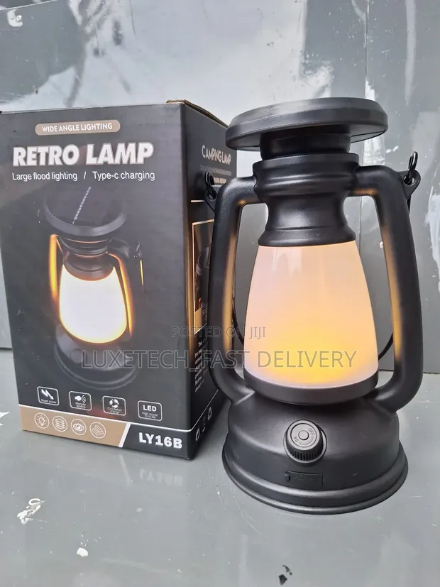 Retro LED Camping Lantern Rechargeable Solar Lamp - 1