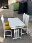 Wood-Mode Dining Table with 4 White Chairs - 2