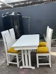 Wood-Mode Dining Table with 4 White Chairs - 4