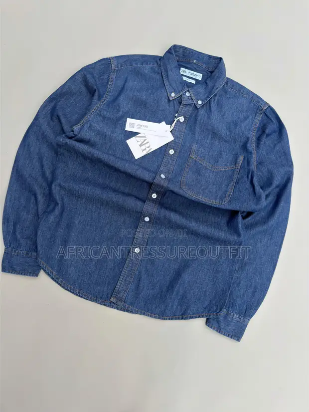 Zara Join Life Shati la Denim Lenye Mikono Mirefu - 1