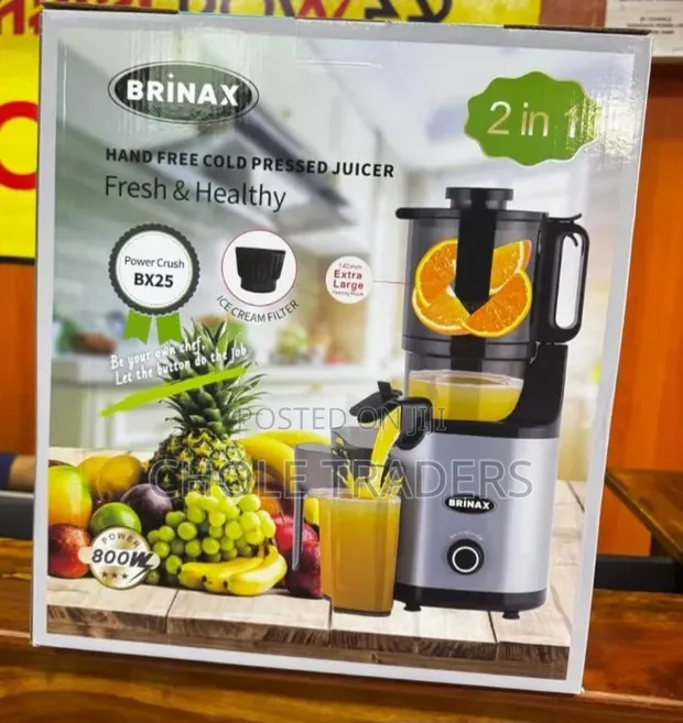 Brinax 2-in-1 Hand-Free Cold Press Juicer (800W) - 1