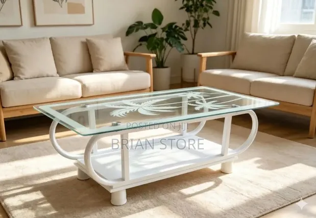 Modern Coffee Table with Glass Top - 1