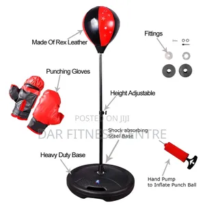Kids Adjustable Punching Bag with Stand and Gloves