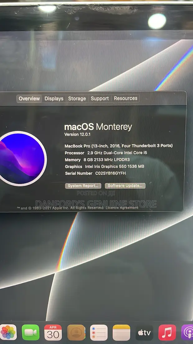 Apple MacBook Pro 2016 13" 8GB RAM Intel Core i5 256GB SSD - 1