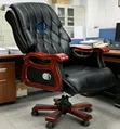 Executive Leather Office Chair with Solid Wood Frame - 1