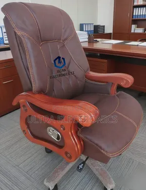 Executive Leather Office Chair with Solid Wood Frame
