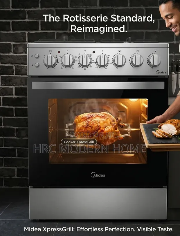 Midea 5-Burner Gas Cooker yenye XpressGrill Rotisserie - 1