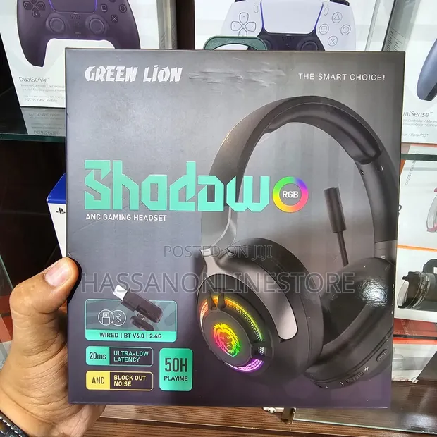Green Lion Shadow ANC Gaming Headset - Nyeusi - 1