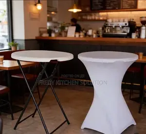 High Top Round Folding Cocktail Table - White