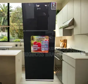 Pmax Black Glass Refrigerator 205 Liters