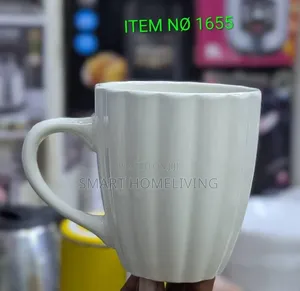 White Ceramic Mug - Fluted Design