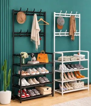 5-Layer Coat & Shoes Rack 80x29.5x172cm White/Black