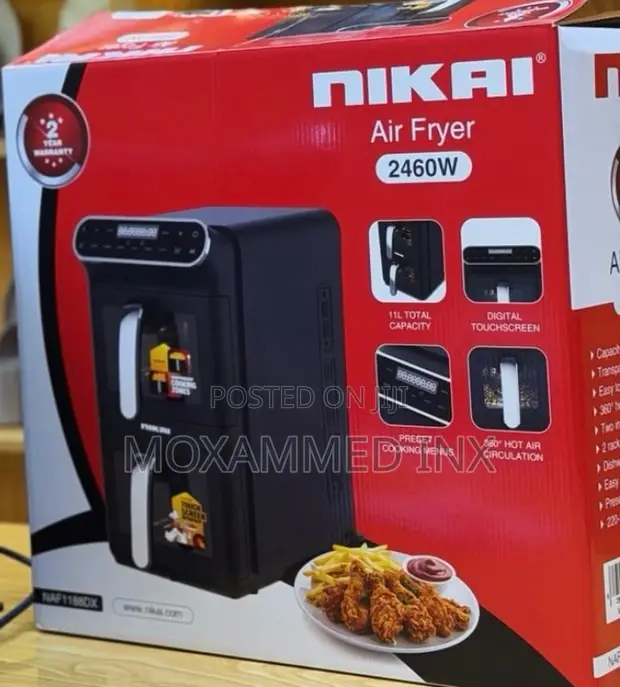 Nikai Air Fryer, Model NAF1188DX, Uwezo wa Lita 11 - 1