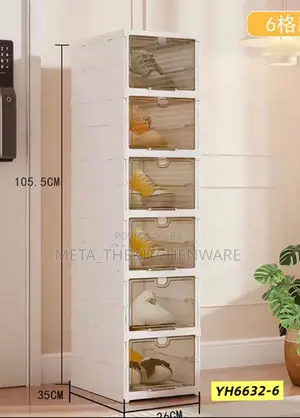 6-Tier Modular Plastic Shoe Organizer with Transparent Drawers