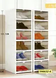 6-Tier Modular Plastic Shoe Organizer with Transparent Drawers - 2