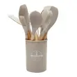 Silicone Cooking Utensils Set with Wooden Handles - 5