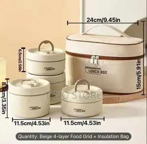 4-Layer Stainless Steel Thermal Lunch Box Set