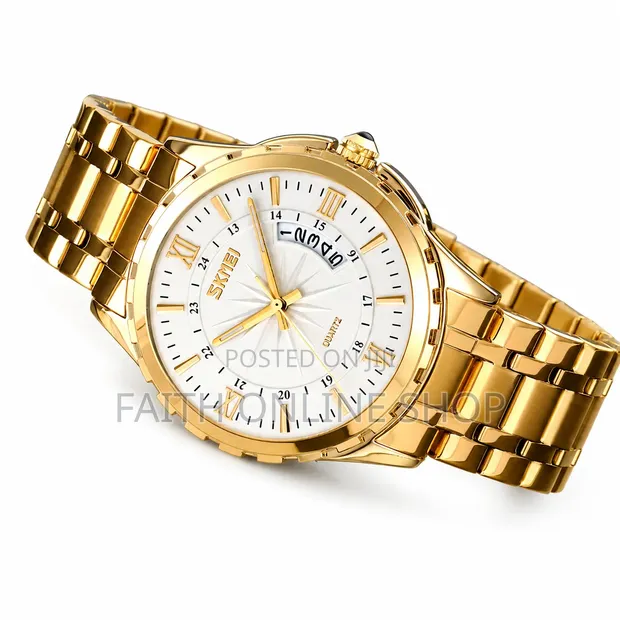 SKMEI 9069 Luxury Gold Stainless Steel Quartz Watch - 1