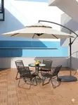 Modern Cantilever Patio Umbrella with Tempered Glass Table - 1