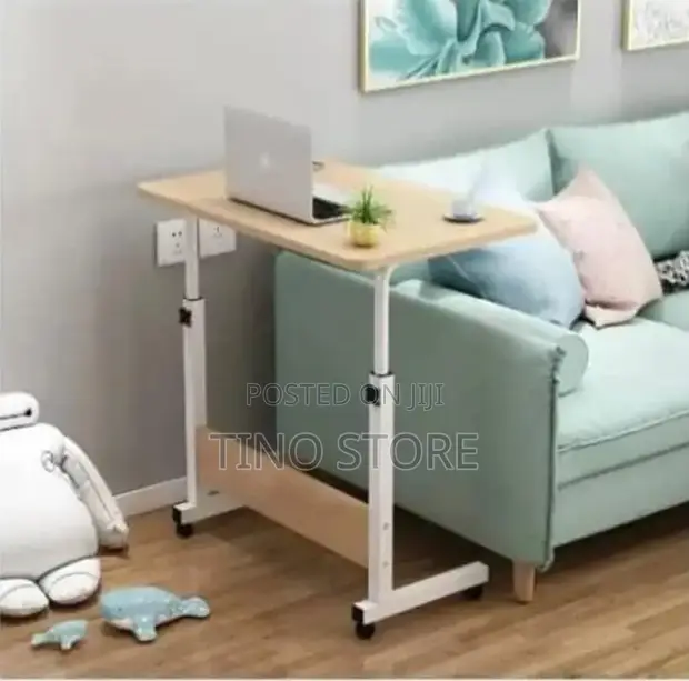 Adjustable Height Laptop Table with Lockable Wheels - 1