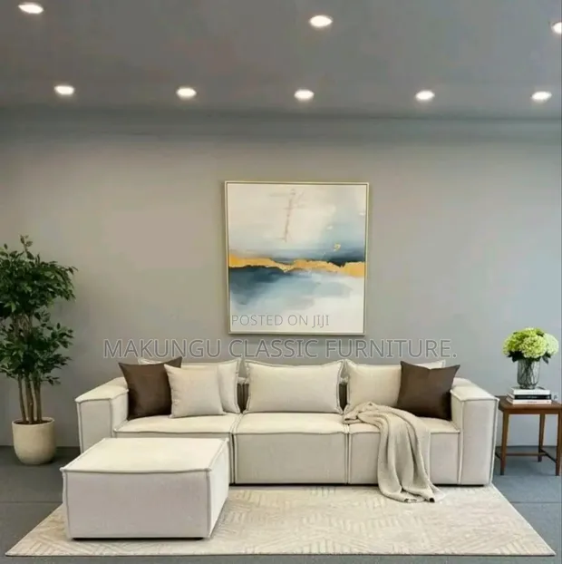 SofaSofa L-Shaped Sofa for 4, Off-White - 1