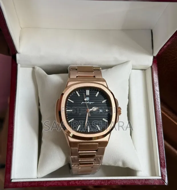 Poedagar 613 Luxury Classic Watch - Rose Gold & Black - 1