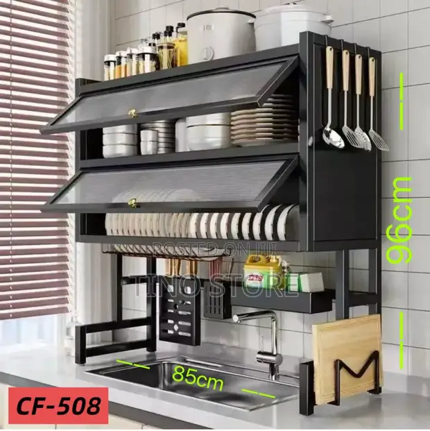 Rafu ya Hifadhi ya Jikoni Multifunction na Kabati - 1