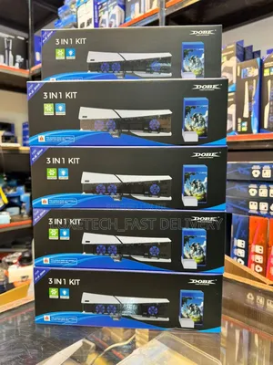 DOBE 3-in-1 PS5 Slim Kit: Stand, Cooling Fan, Game Storage